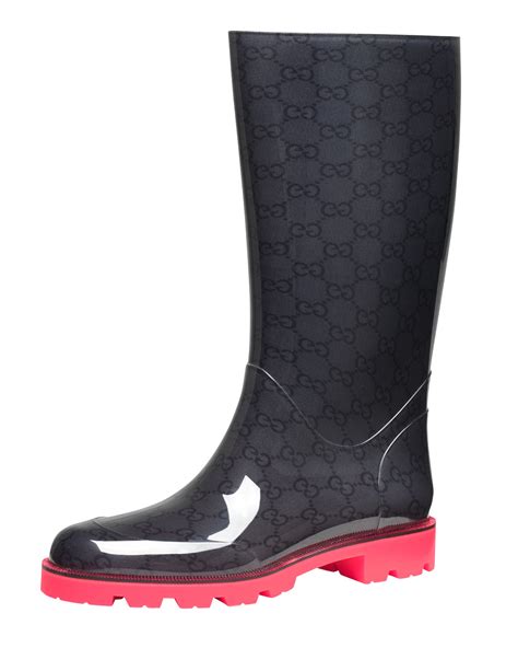 gucci rain boots pink sole|farfetch Gucci rain boots.